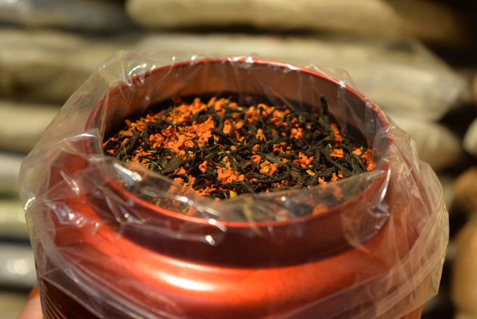 桂花红茶武夷山小种丹桂野茶熟茶桂花香茶叶甘醇柔和500克礼盒装