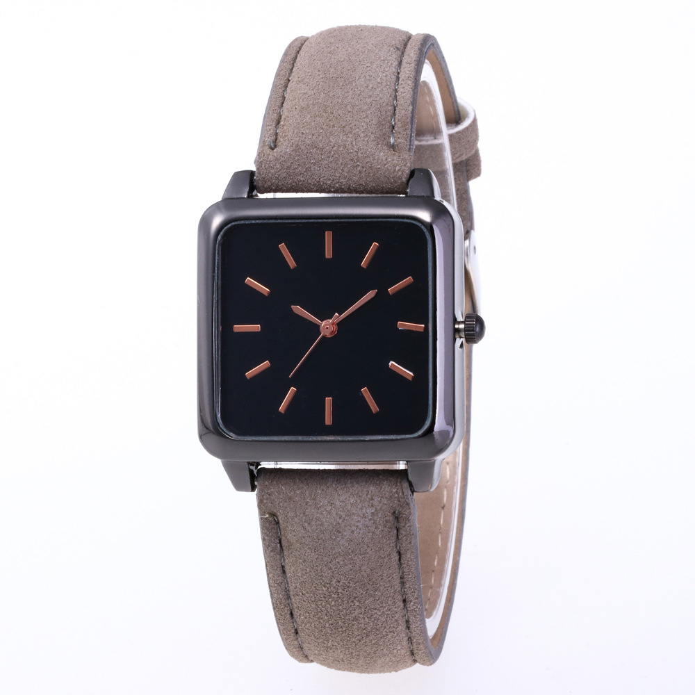 时尚复古风格正方形表盘女士手表休闲皮带石英学生表女士时装腕表