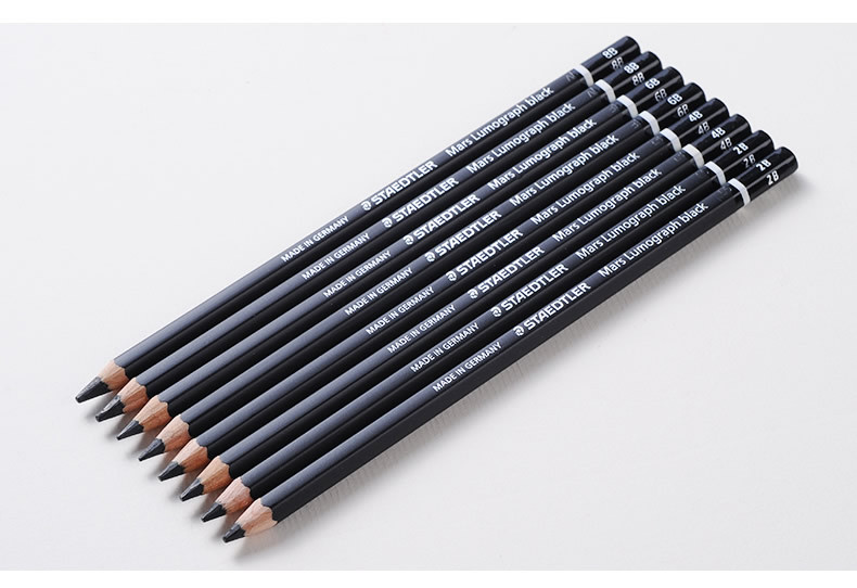德国staedtler 施德楼100b 黑杆素描绘画不反光碳铅笔2b|4b|6b|8b