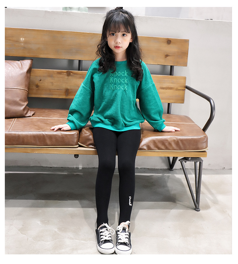 【针织】 2018秋新款儿童连裤袜 女童踩脚打底裤 修身学生舞蹈裤子