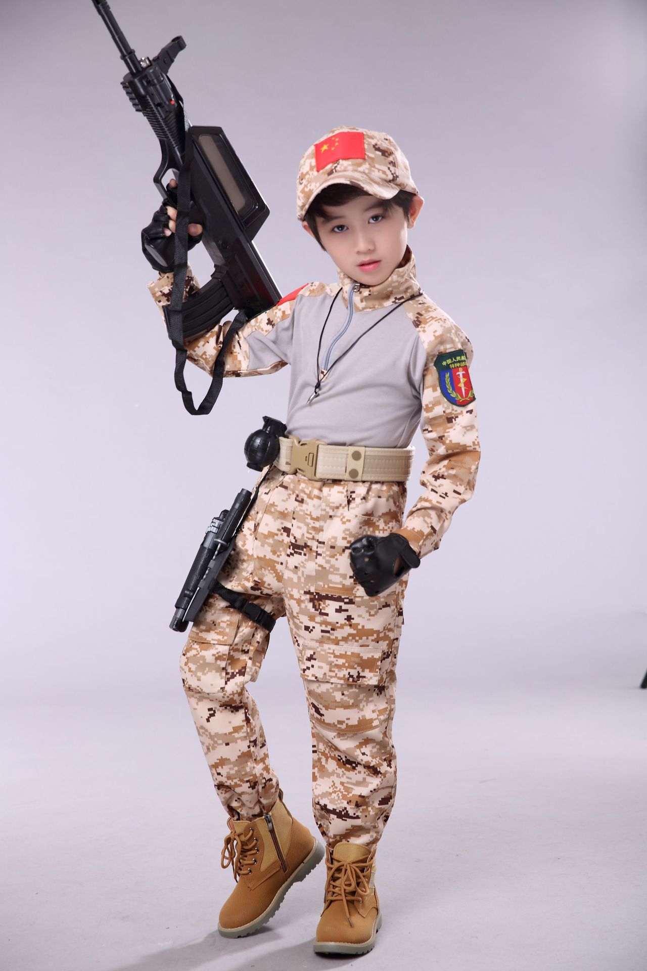 儿童迷彩服男童野战特种兵套装作战装备绿迷彩小军装儿童吃鸡套装