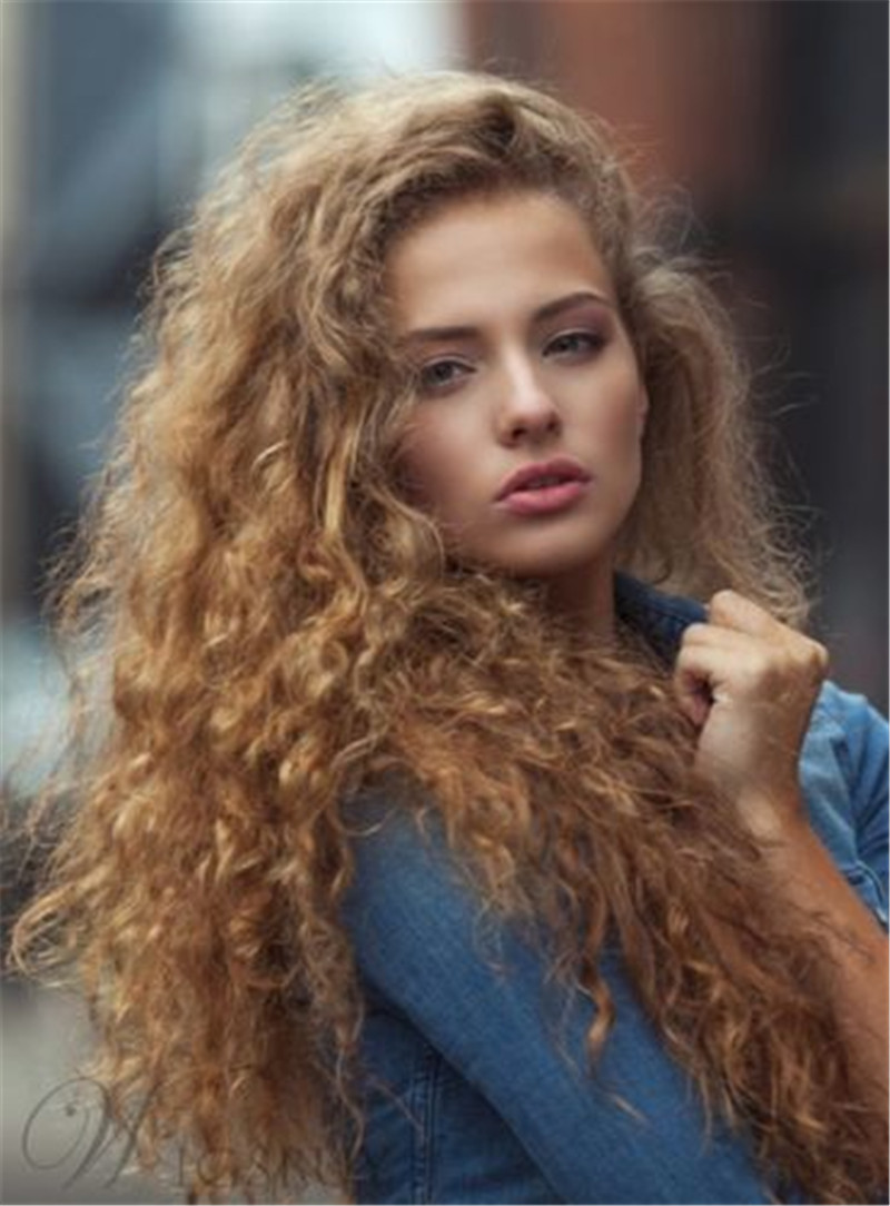 ebay wish 亚马逊 跨境电商专供 欧美爆款渐变金色长款卷发假发