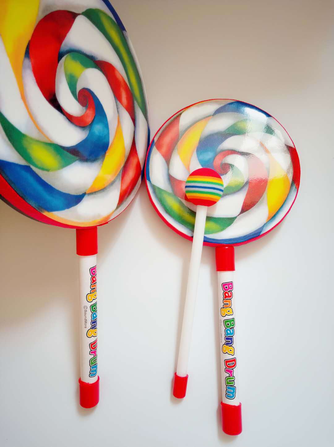 厂家批发婴幼儿益智科教玩具棒糖鼓 儿童打击乐器6寸棒棒糖鼓