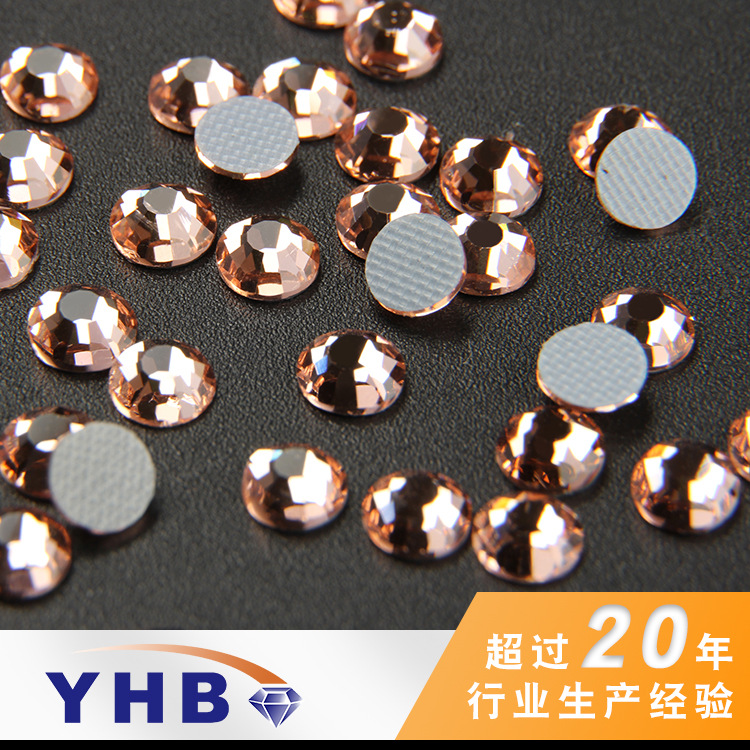 Factory Wholesale Textile Accessories Hot Drilling Light Peach Rubber Bottom Nail Art Decorative Diamond Clothing Diamond Anti-Fall Hot Drilling