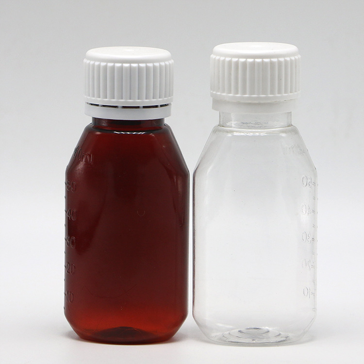 60ml毫升pet带刻度配保险盖碘伏酒精消毒产品塑料液体瓶