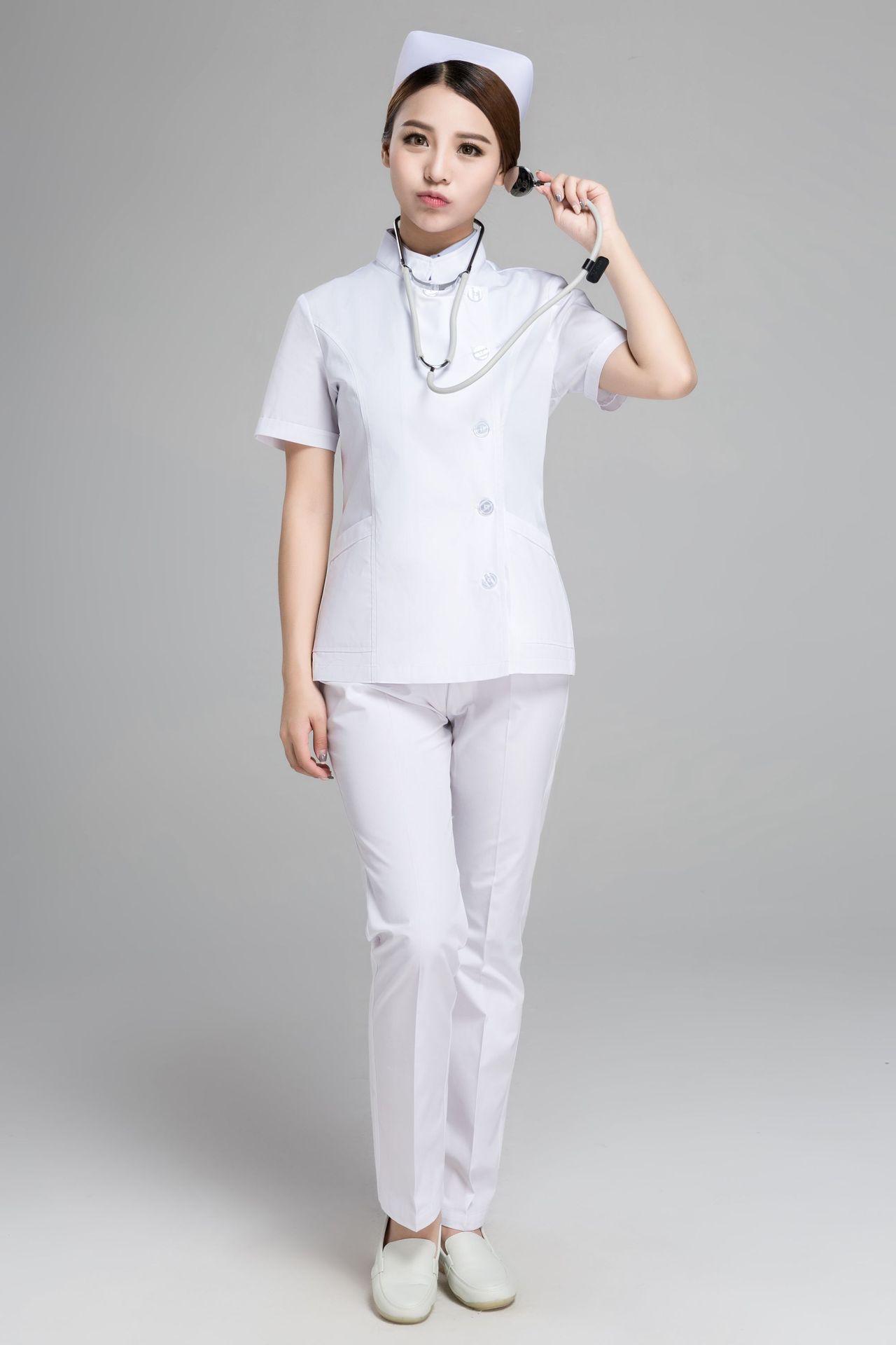 医院医生护士服白大褂药店牙科美容实验技师工作服女分体套装短袖