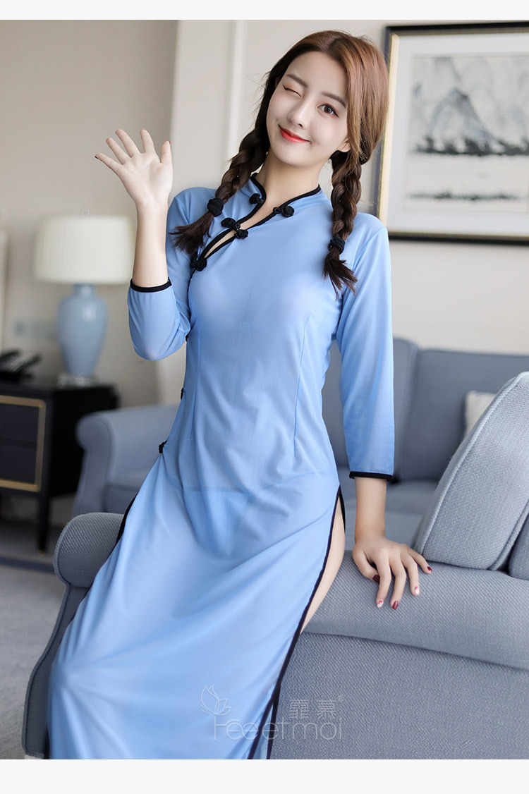 情趣内衣霏慕透视长款民国旗袍装夫妻成人情趣性用品7943