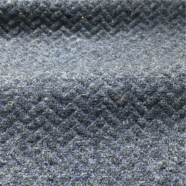 厂家供应针织新品 cvc段彩隔层波浪纹提花布 棉涤段彩提花