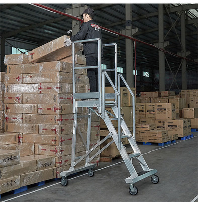 日本长谷川铝合金移动作业台平台梯仓库工厂用工作台折叠梯操作台