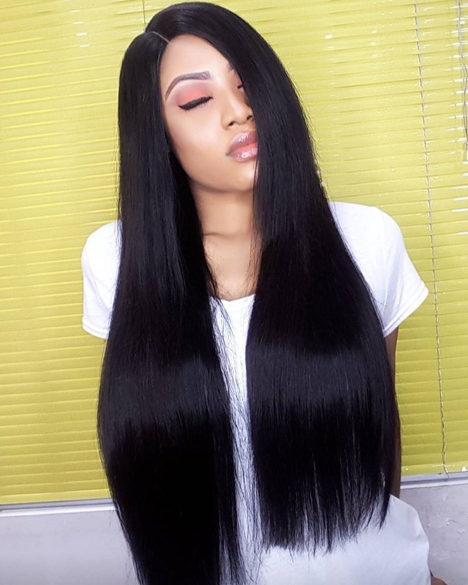 热销欧美假发女士长发黑色逼真中分长直发高温丝化纤发套厂家批发