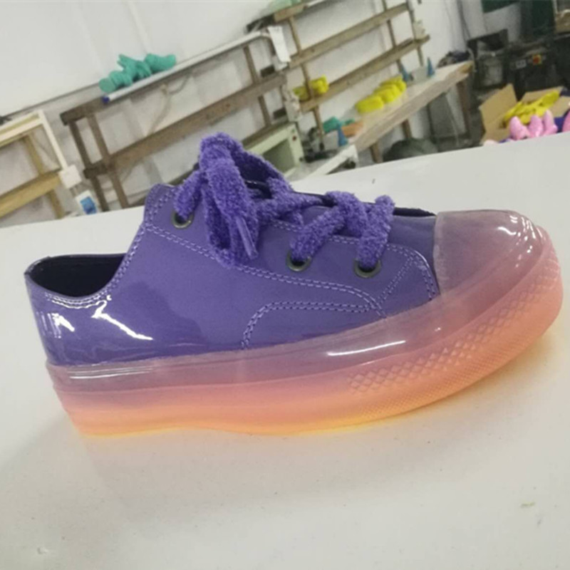 ins超火果冻鞋底透明板鞋底网红款时尚休闲糖果透明板鞋底35-44