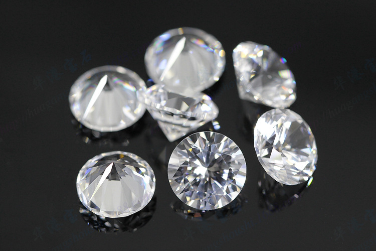 华港宝石 圆形白刚玉12#裸石批发 无色透明白蓝宝人造尖底宝石