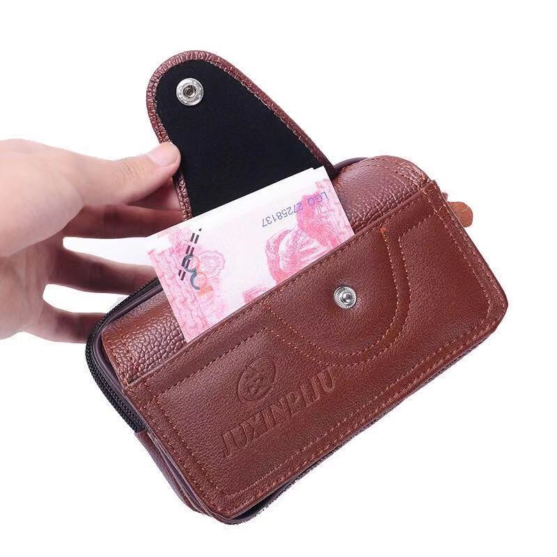 2021 New Belt Business Horizontal Mobile Phone Bag Pu Pocket Men's Middle-Aged and Elderly Waterproof Multi-Functional Wholesale