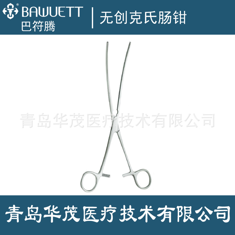 不锈钢无损伤克氏肠钳 直弯头肠钳进口腹部外科手术器械kocher