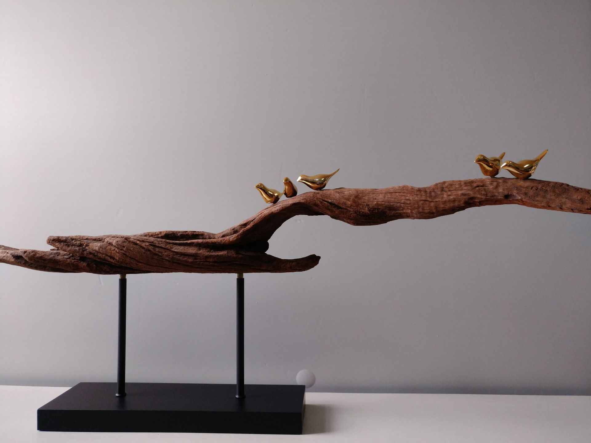 现货批发定制铁艺工艺品中式玄关家居饰品树枝小鸟摆件