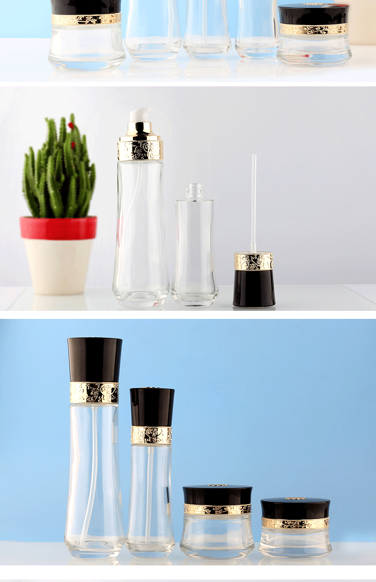 厂家直销 化妆品套装瓶 玻璃包装瓶子可定制logo 护肤品瓶子现货