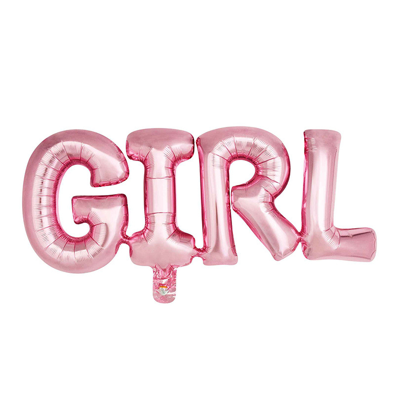 女孩girl英文字母铝膜气球派对生日婚礼气球套装粉色婚庆装饰用品