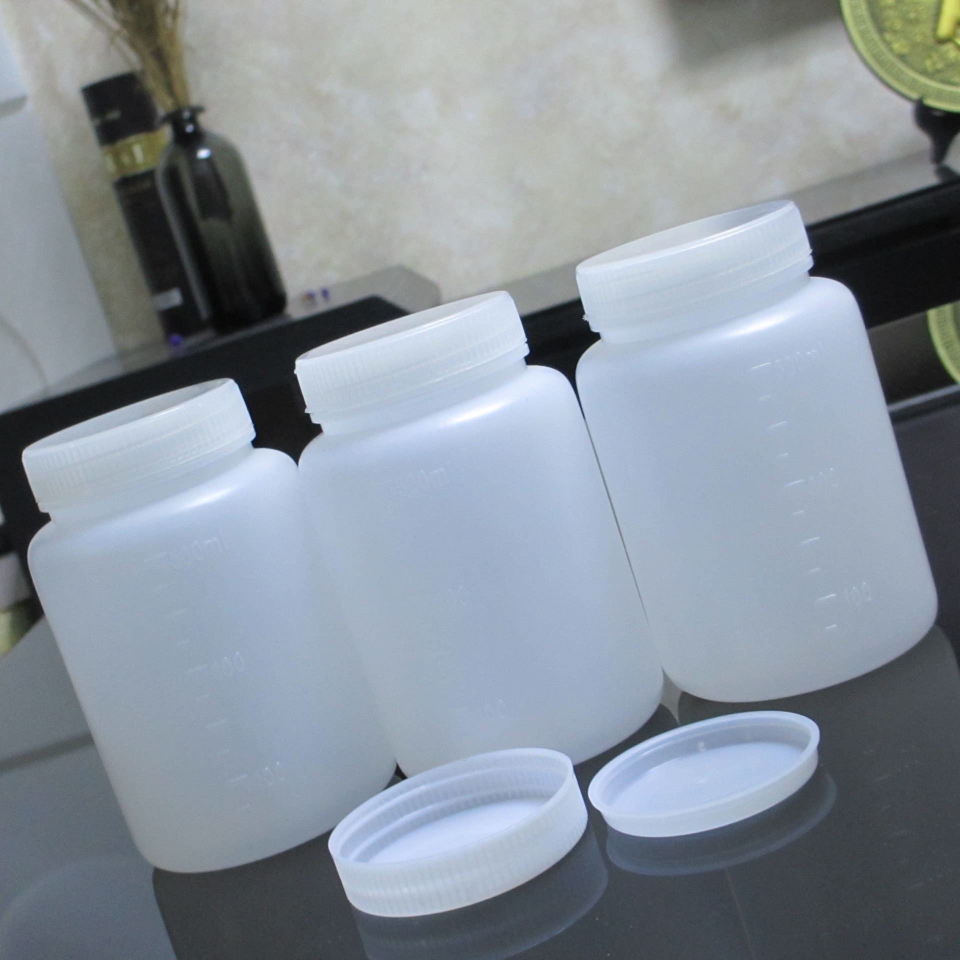 500ml塑料广口瓶 乳白色药瓶含内塞 密封性口瓶 pe塑料瓶子