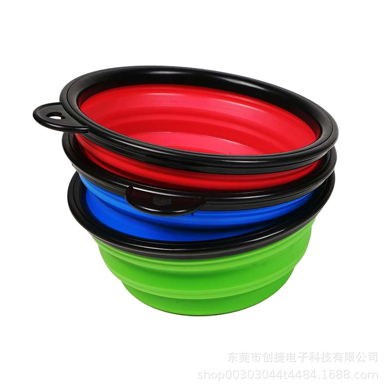 Portable Outdoor Pet Silicone Foldable Bowl Dog Food Bowl Feeder Cat Drinking Water Anti-Tumble Dog Bowl Wholesale