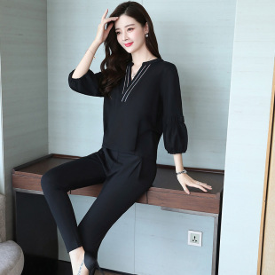 2018新款秋装套装女时尚休闲宽松大码两件套显瘦早秋女士套装