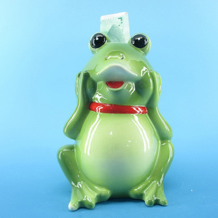 陶瓷青蛙储钱罐 卡通动物青蛙存钱罐 定制陶瓷手绘动物储蓄罐