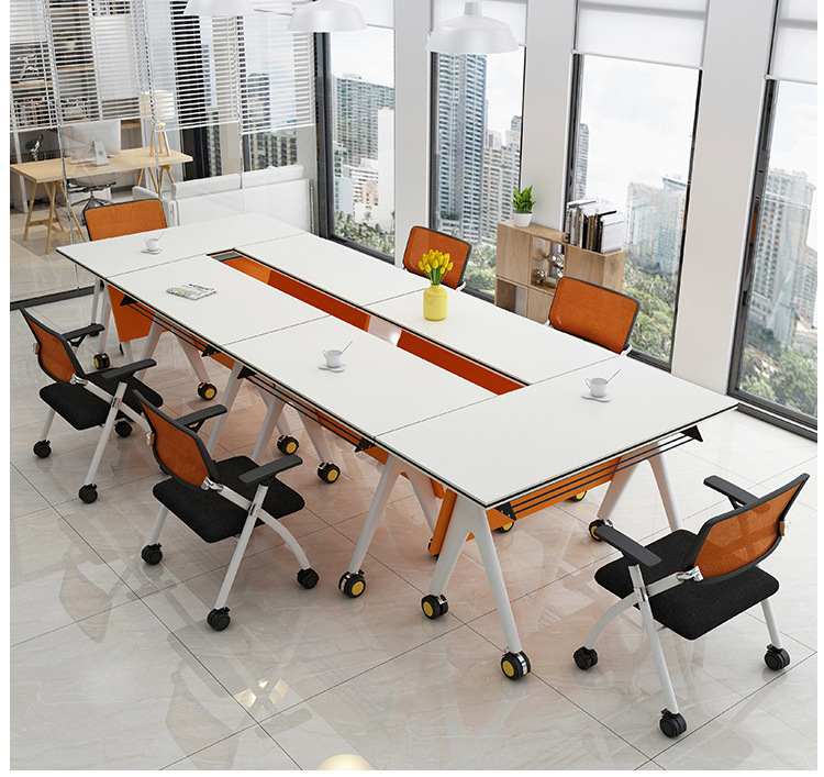 折叠培训桌 拼接圆形组合会议桌 办公桌椅 学校辅导班洽谈长条桌