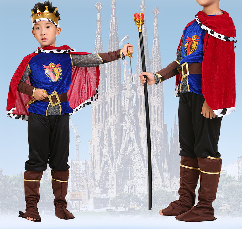 儿童派对披风儿童国王衣服儿童皇帝服装儿童皇子衣服儿童王子衣服