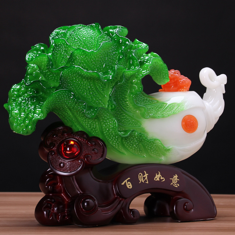 玉白菜招财摆件工艺品家居客厅电视柜酒柜室内家庭装饰品开业礼品