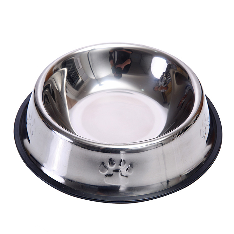 Pet Bowl Stainless Steel Dog Bowl Durable Cat Bowl Footprints Pet Food Basin More Sizes Pet Feeder in Stock