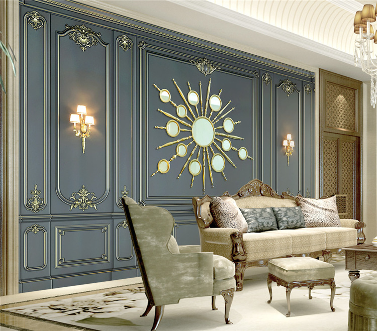 欧式壁纸无纺布3d立体古典仿护墙板墙纸5d电视背景墙壁布厂家直销
