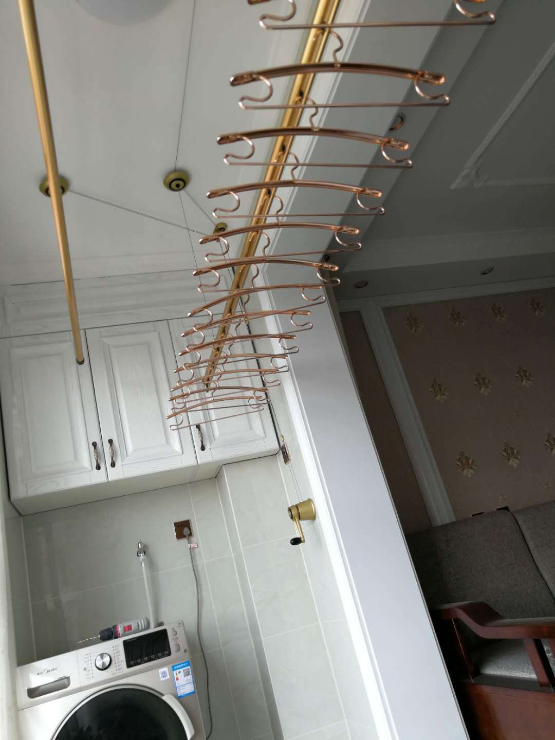 好太太6601手摇升降晾衣架铝合金阳台升降晾衣杆d1035一件代发