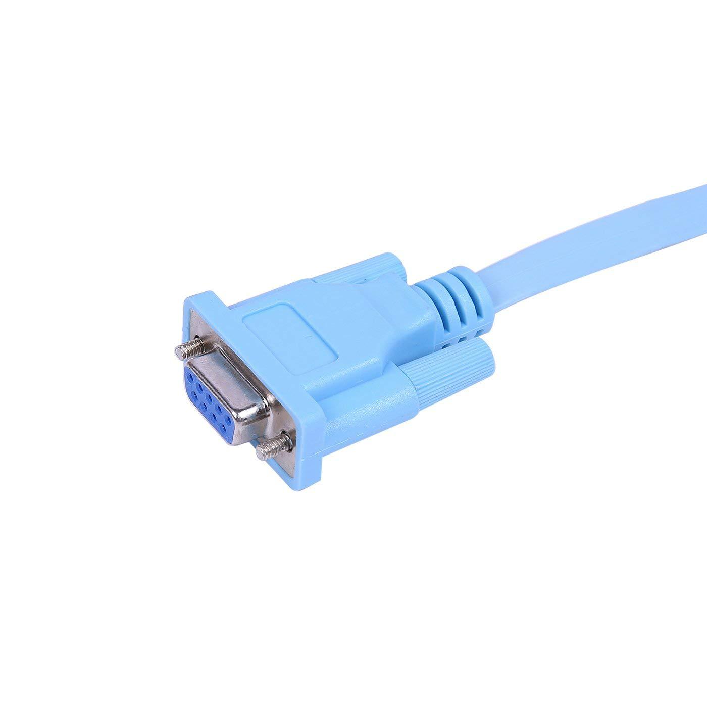 rj45 to rs232蓝色扁网线转串口线 db9f/8p8c 1.5米转接线