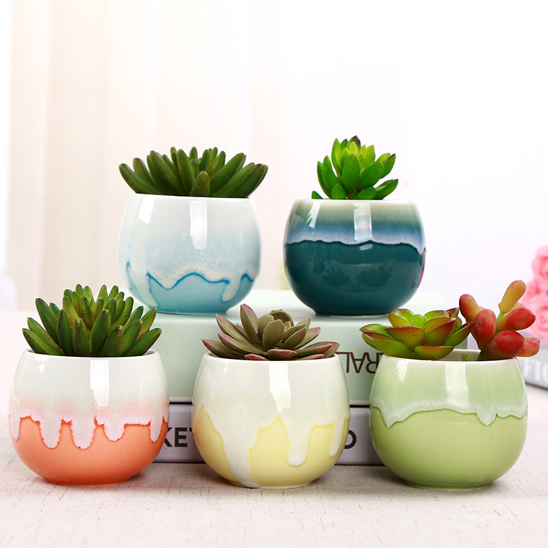 新款蛋壳花盆 多肉花盆批发 流釉多肉花盆 小清新多肉器皿