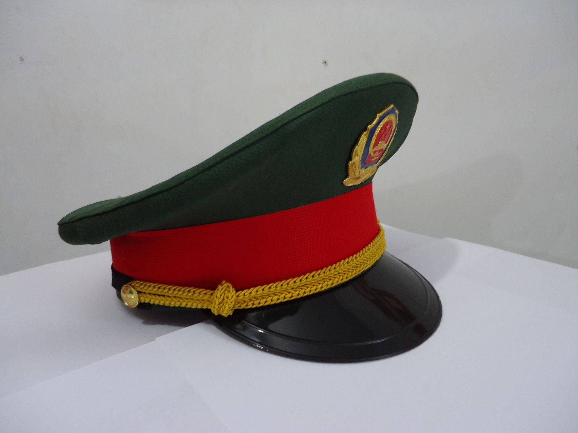 百搭刺绣儿童大盖帽圆顶小警察帽宽檐小保安制服帽批发