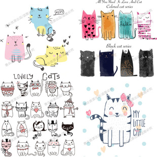 卡通可爱日系小清新手绘风猫咪插画装饰画手机壳t恤图案ai素材图