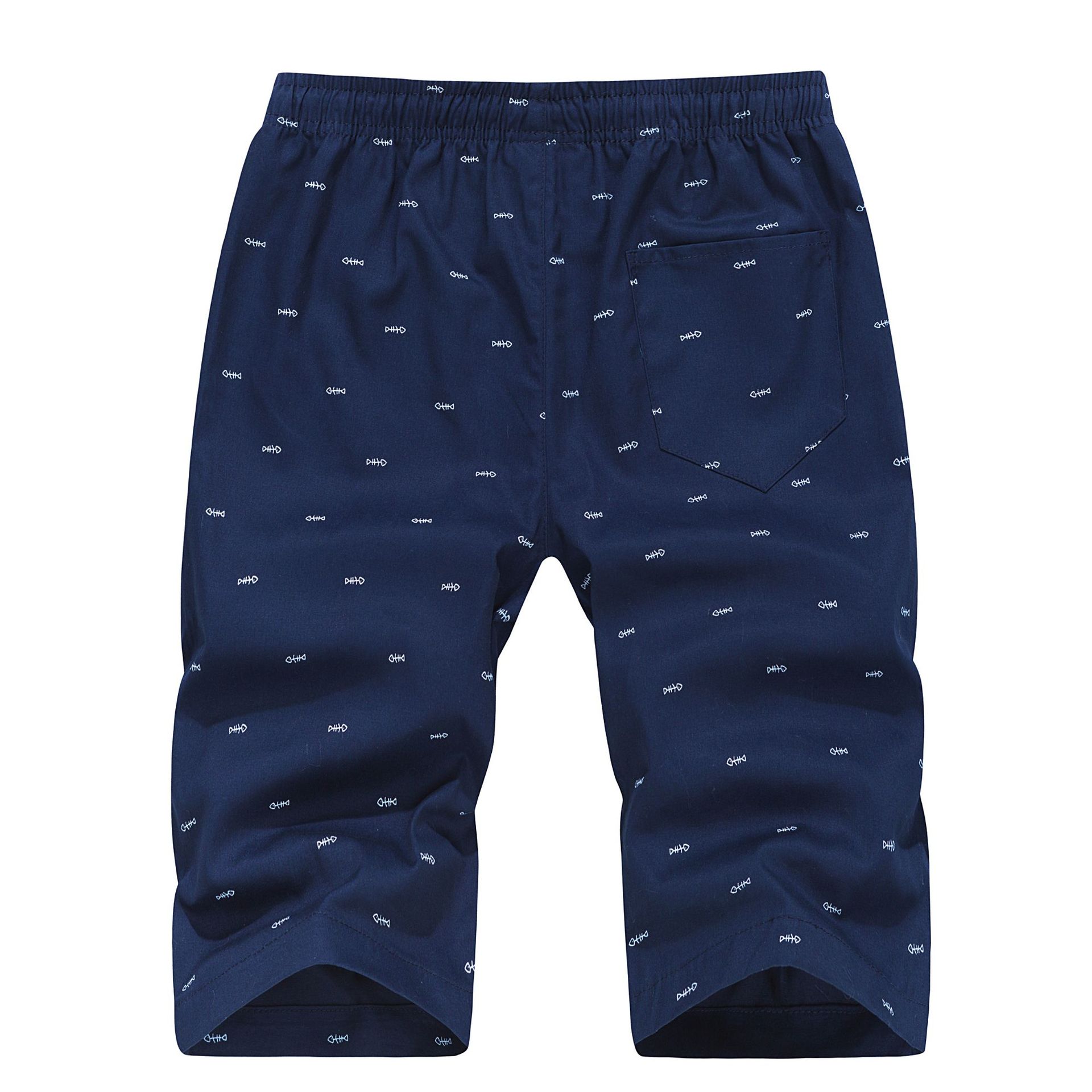 新款男式休闲五分短裤松紧腰带可拉伸纯棉水洗布裤鱼骨头爆款裤