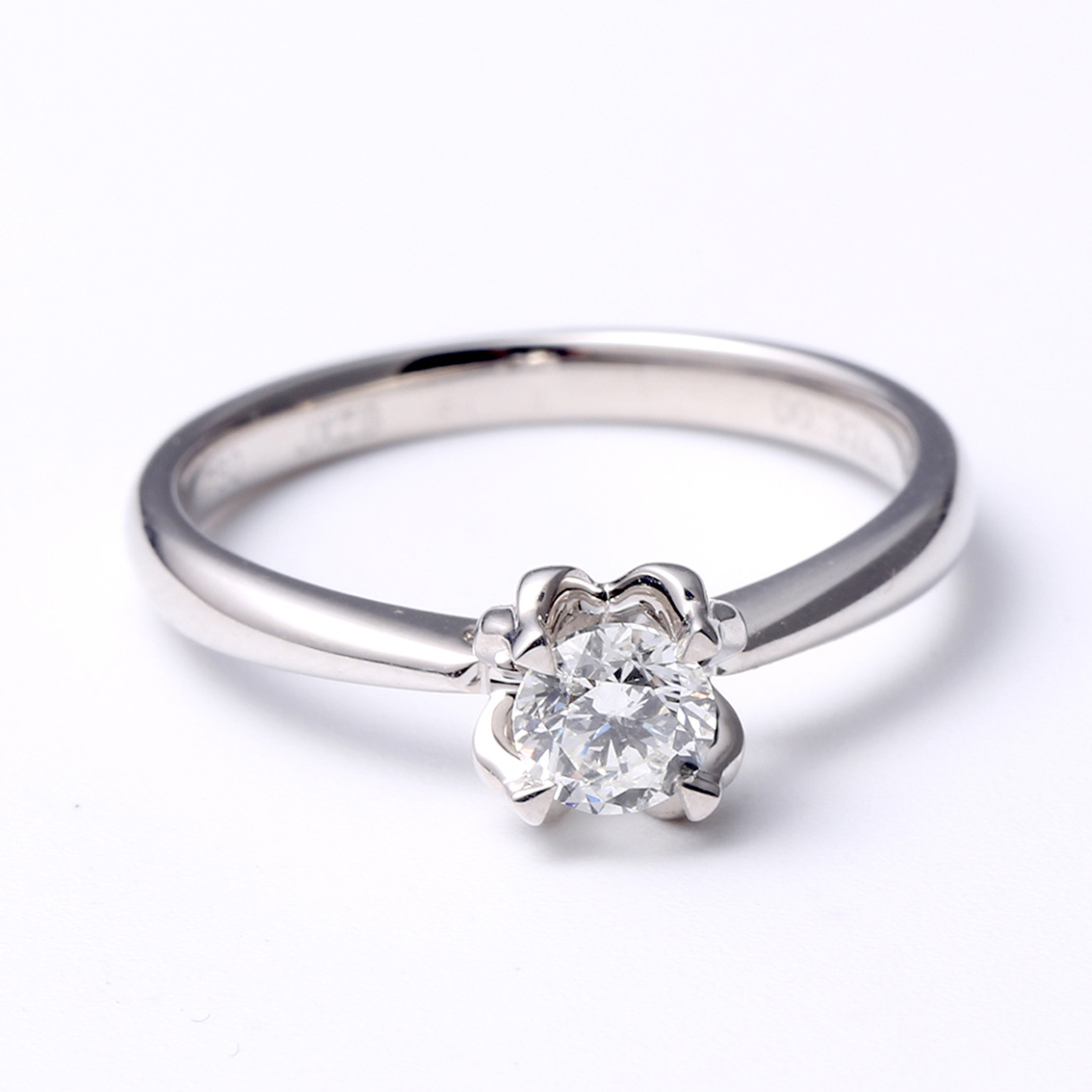 18k金钻石戒指/简约四爪镶/主石30分钻石/f/g/si/信语首饰定制