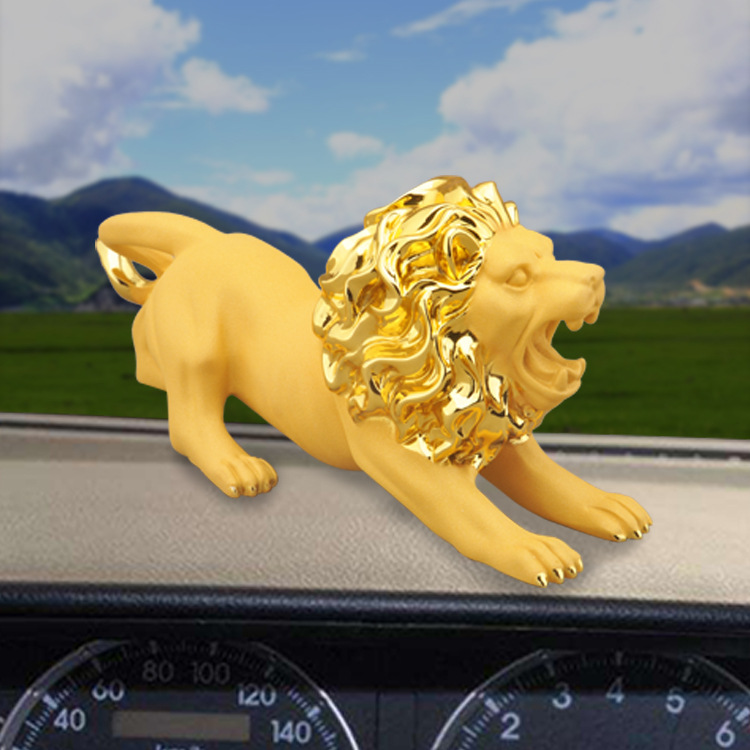 汽车摆件树脂家居饰品金狮子汽车用品饰品狮子车内装饰品一件代发