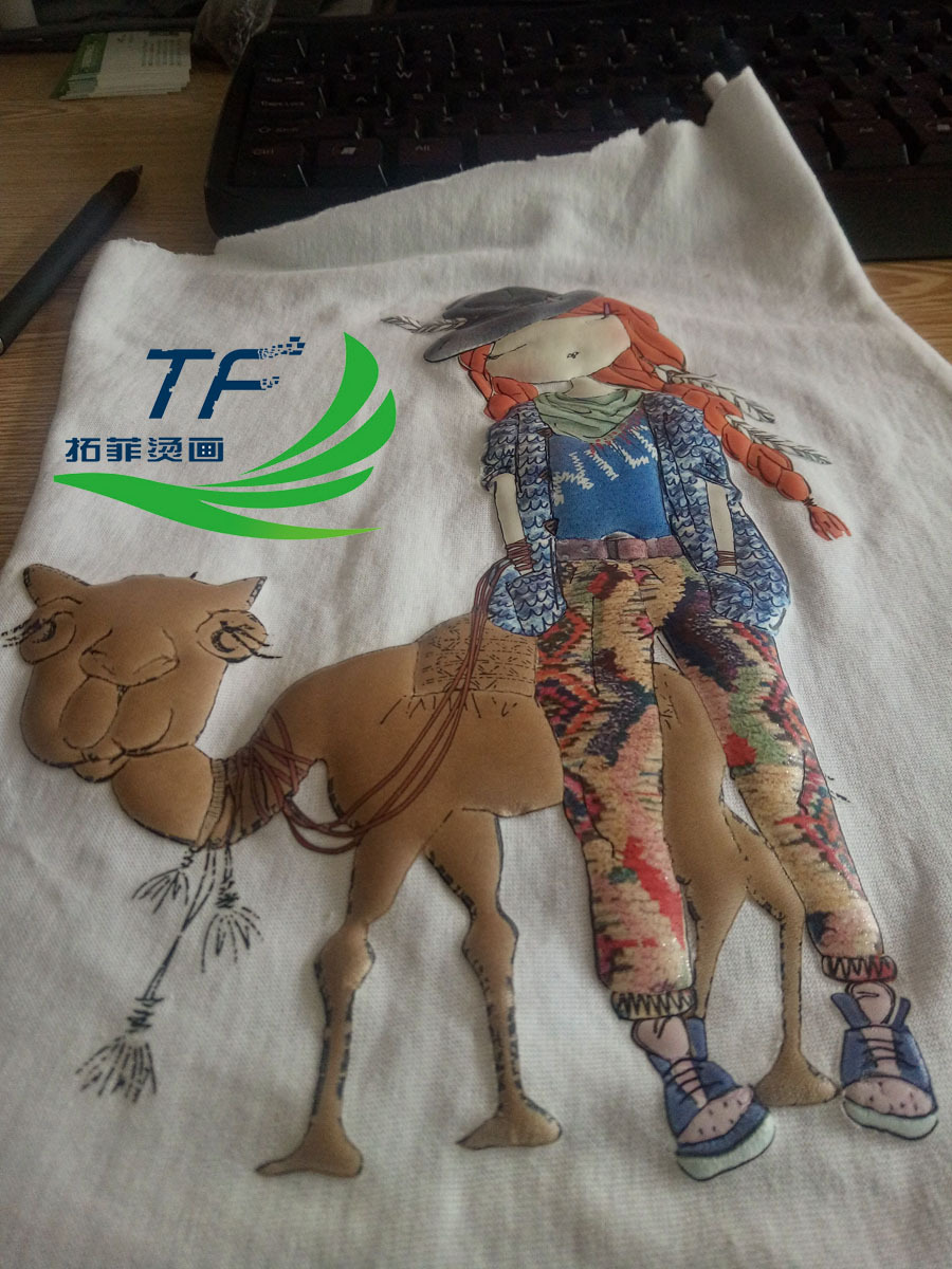 烫画厂烫画定制 服装立体发泡烫画 金银葱环保热转印服装印花