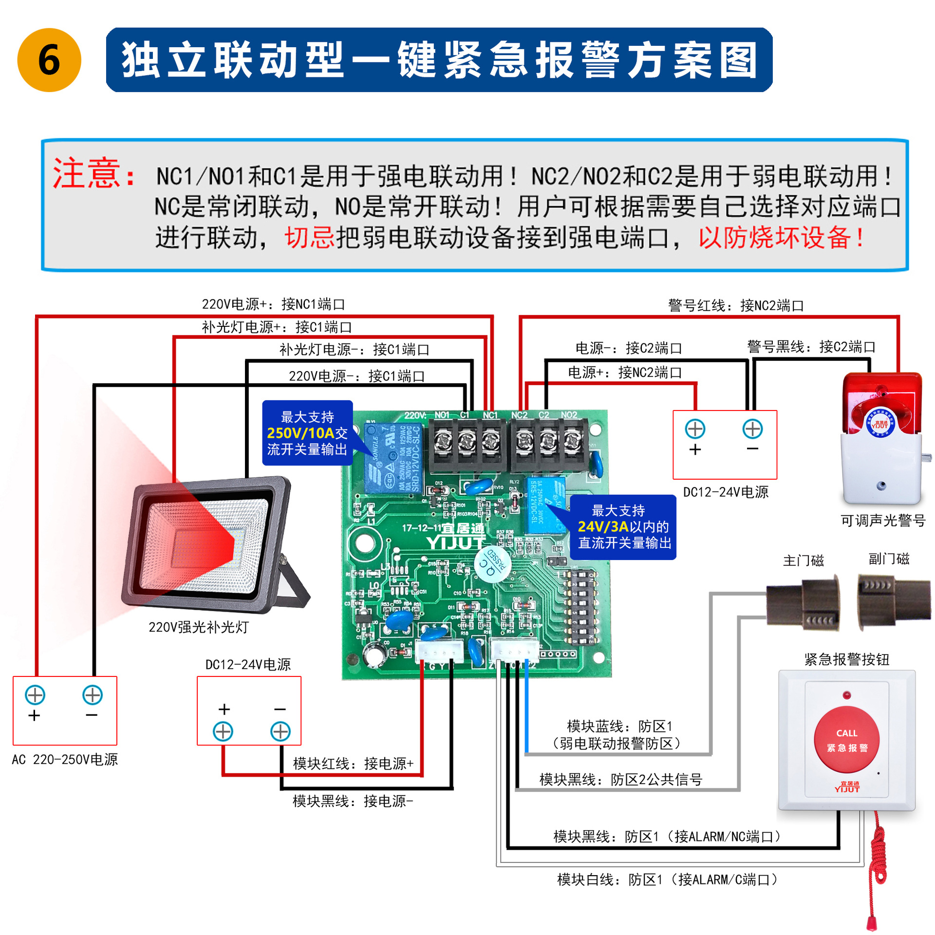 拉绳紧急报警按钮|拉线报警和按钮报警两种可选|紧急求助呼叫用