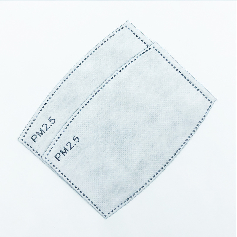 公司生产的5层口罩过滤片使用全新无纺布,活性炭布和两层熔喷布,产品