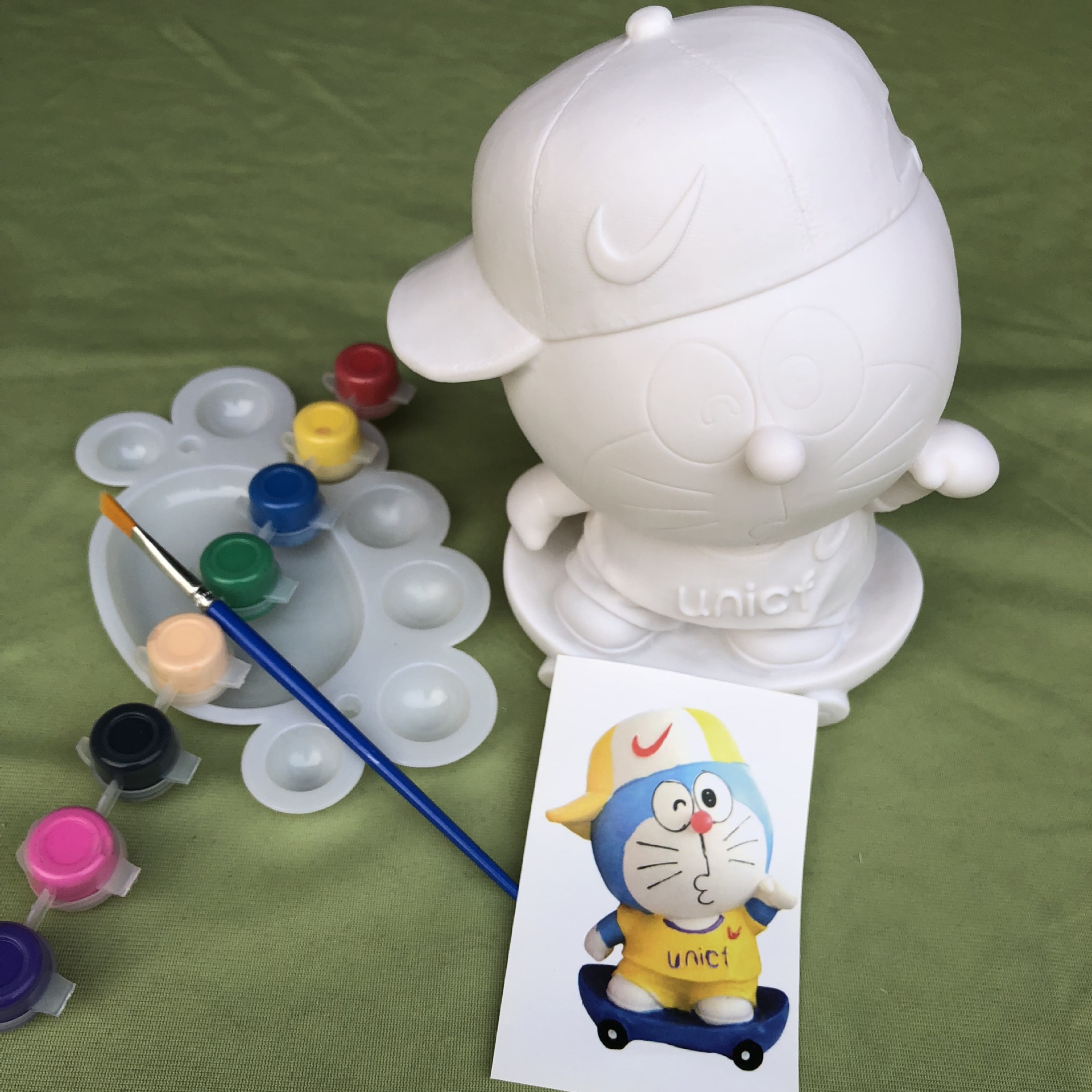 c-5哆啦a梦彩绘小学生礼品搪胶娃娃存钱罐石膏娃儿童diy益智玩具