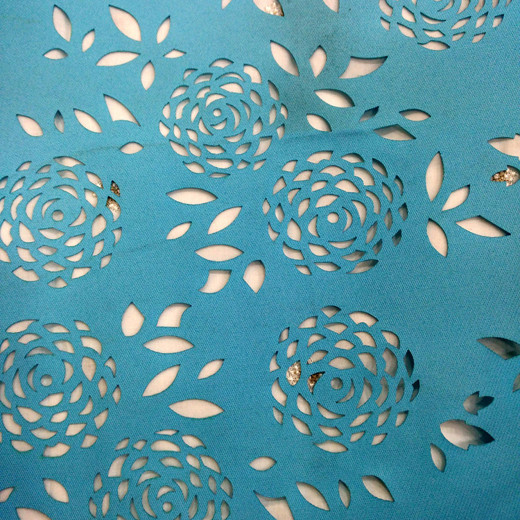 l005款激光切割裁剪镂空服装面料 镂花面料服装激光切割雕花加工