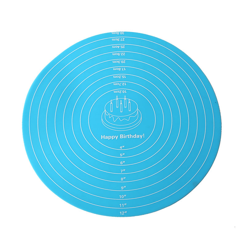 热卖现货圆形刻度硅胶裱花台垫 蛋糕垫揉面垫餐垫烘焙用品