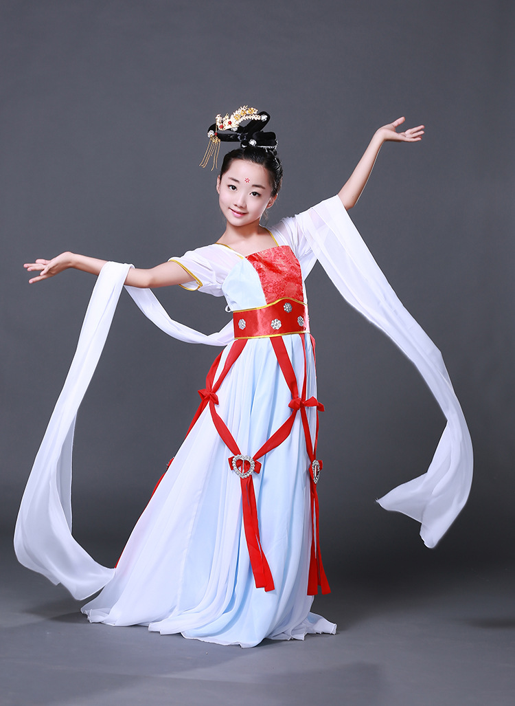 新款飞天舞蹈服水袖舞台服儿童嫦娥古装服装仙女飘逸古典演出服