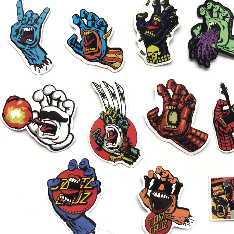 鬼手汽车摩托车旅行箱涂鸦定制手账个性电脑贴纸笔记本贴