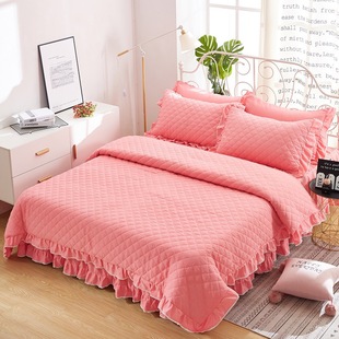 秋冬荷叶边蕾丝花边加厚夹棉被套被罩单件双人被单加棉200x230