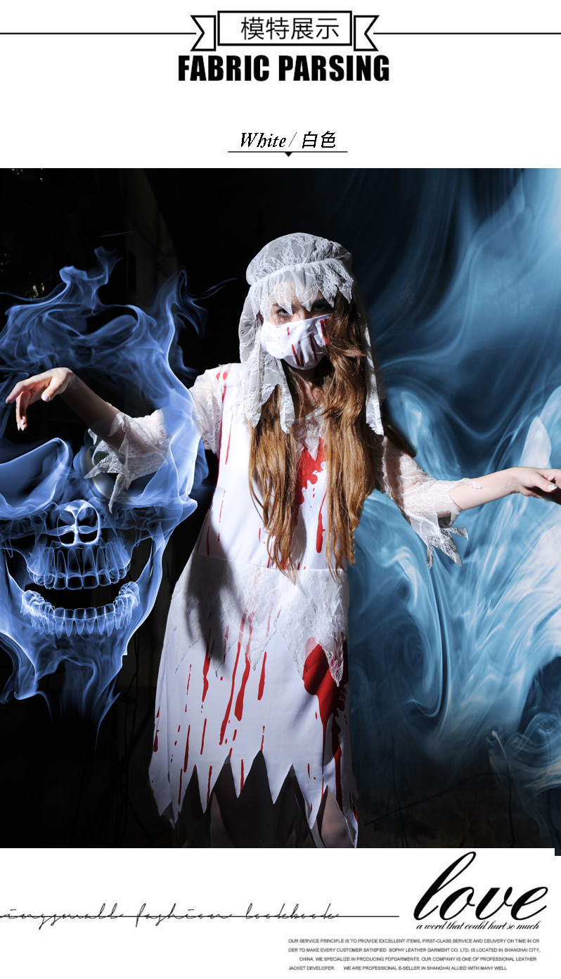 新款万圣节成人服装批发鬼节恐怖血腥鬼新娘染血女护士衣服血袜