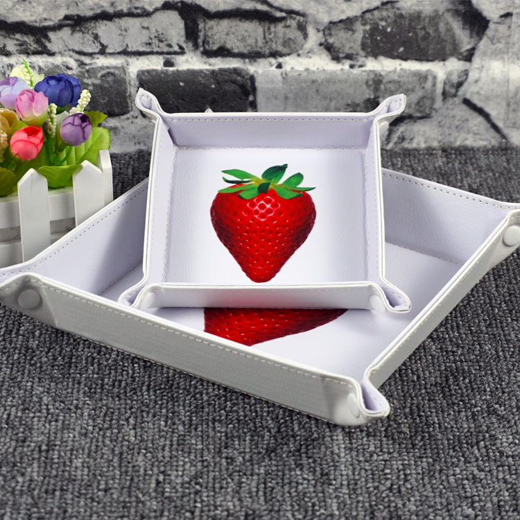 日系创意草莓茶盘糖果干果零食托盘 家用水果盘简约个性皮革餐盘