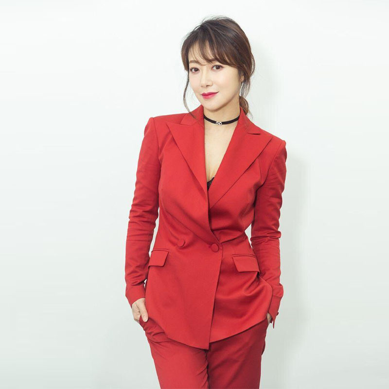 2018秋新款陈紫函明星同款红色小西装显瘦气质ol外套西服套装女